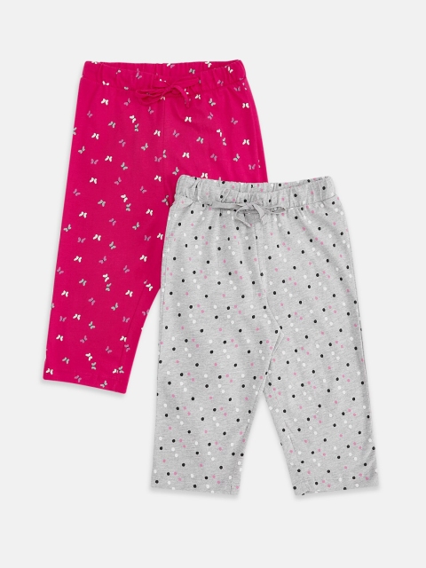 

Pantaloons Junior Girls Pack Of 2 Pink & Grey Printed Capris