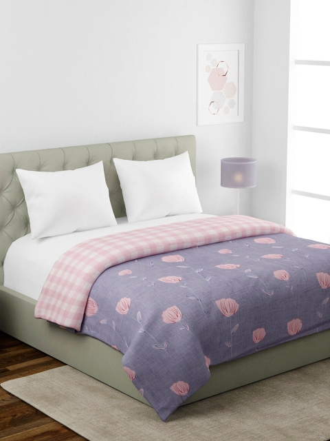 

KLOTTHE Blue & Pink Floral AC Room 354 GSM Double Bed Comforter