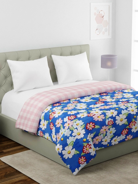 

KLOTTHE Blue & White Floral AC Room 354 GSM Double Bed Comforter