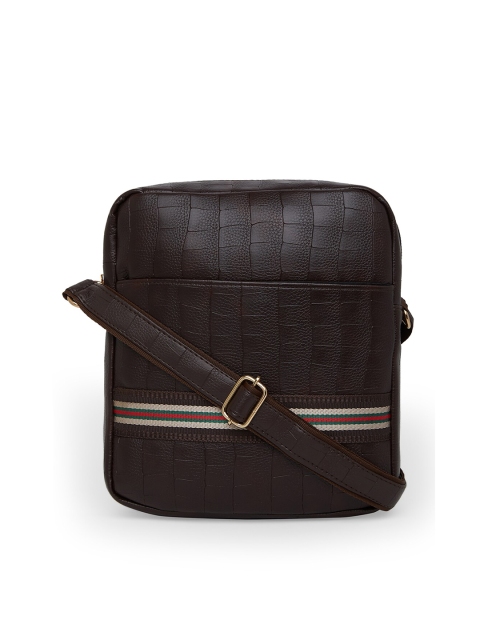 

MBOSS Unisex Brown & Blue Textured Messenger Bag