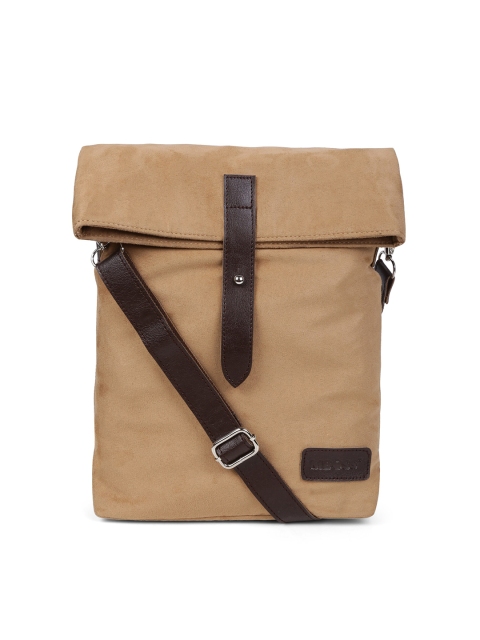 

MBOSS Unisex Cream-Coloured & Brown Messenger Bag