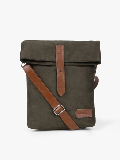 

MBOSS Unisex Olive Green & Brown Messenger Bag