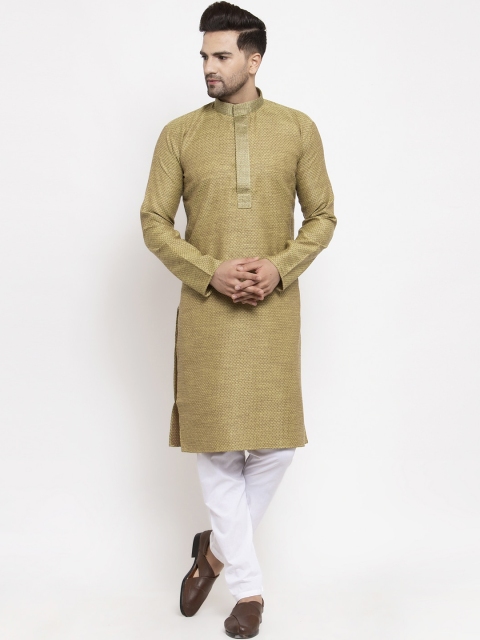 

Jompers Men Olive Green Regular Kurta with Pyjamas