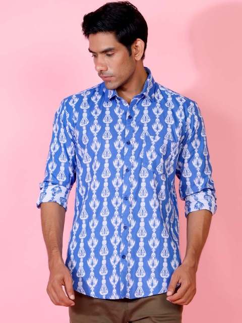 

Tistabene Men Blue Opaque Printed Casual Shirt