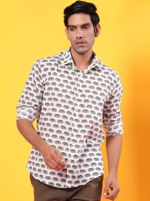 

Tistabene Men White Slim Fit Opaque Printed Casual Shirt