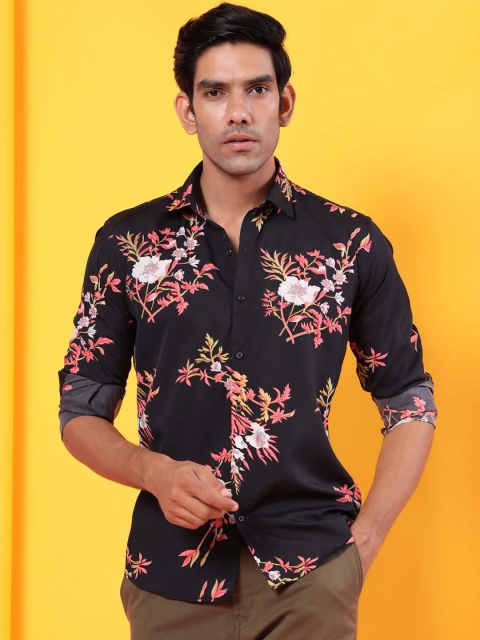 

Tistabene Men Black Floral Opaque Printed Casual Shirt