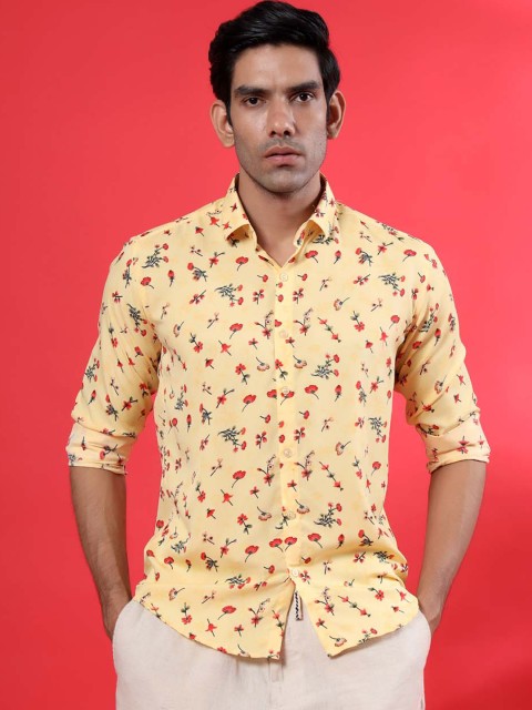 

Tistabene Men Yellow Opaque Printed Casual Shirt