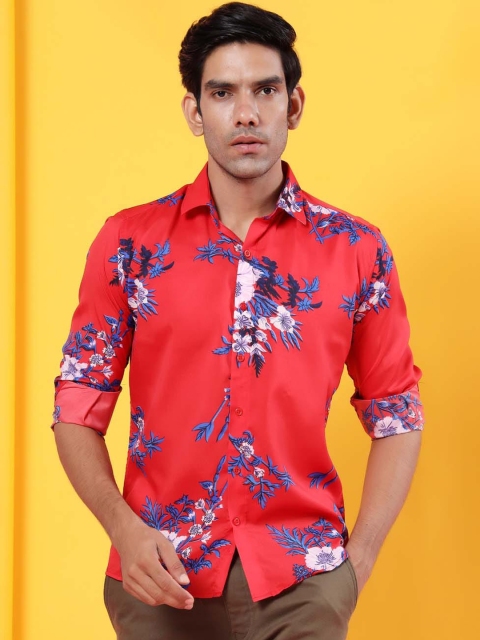 

Tistabene Men Red Floral Opaque Printed Casual Shirt