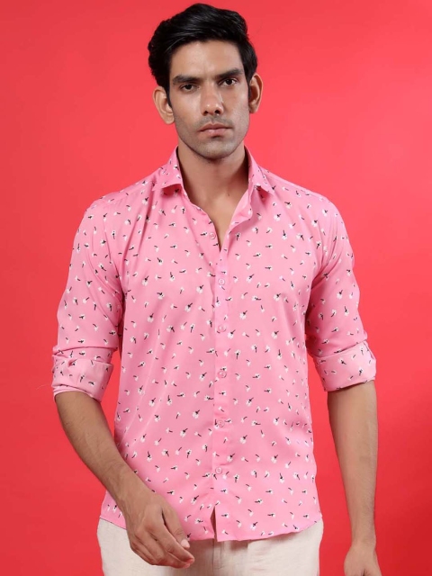 

Tistabene Men Pink Opaque Printed Casual Shirt