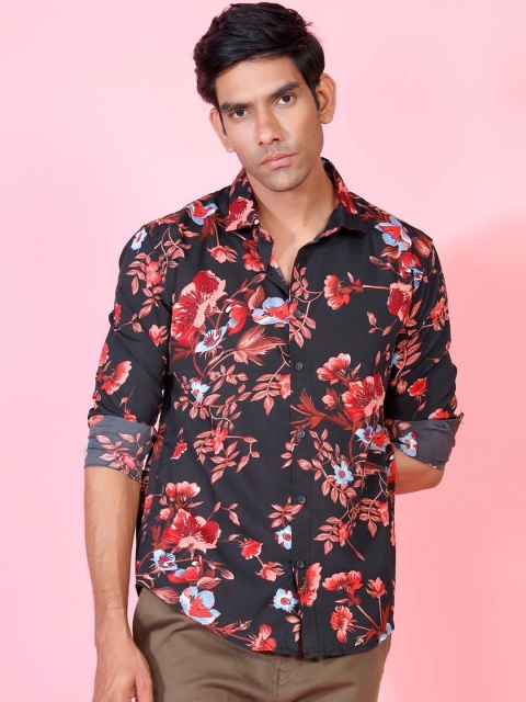 

Tistabene Men Black Floral Opaque Printed Casual Shirt