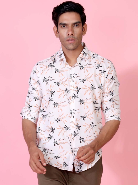 

Tistabene Men White Opaque Printed Casual Shirt