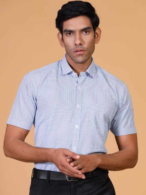 

Tistabene Men Blue Micro Checks Opaque Checked Casual Shirt