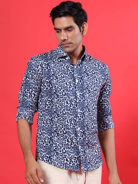 

Tistabene Men Blue Opaque Printed Casual Shirt