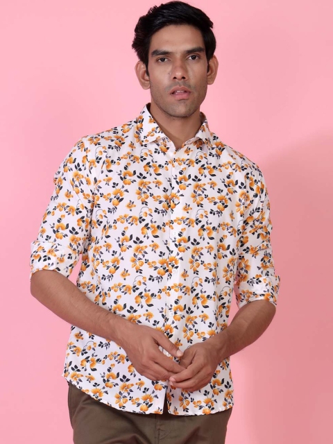 

Tistabene Men Orange Floral Opaque Printed Casual Shirt