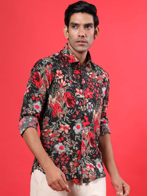 

Tistabene Men Black Floral Opaque Printed Casual Shirt