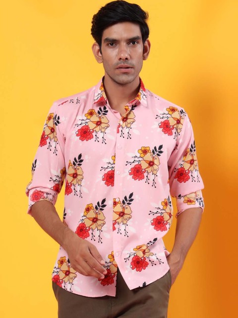 

Tistabene Men Pink Floral Opaque Printed Casual Shirt