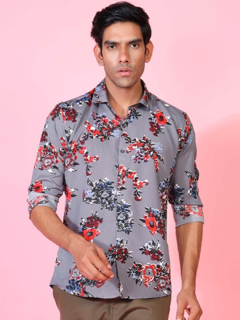

Tistabene Men Grey Floral Opaque Printed Casual Shirt