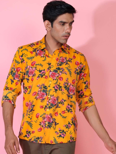

Tistabene Men Yellow Floral Opaque Printed Casual Shirt