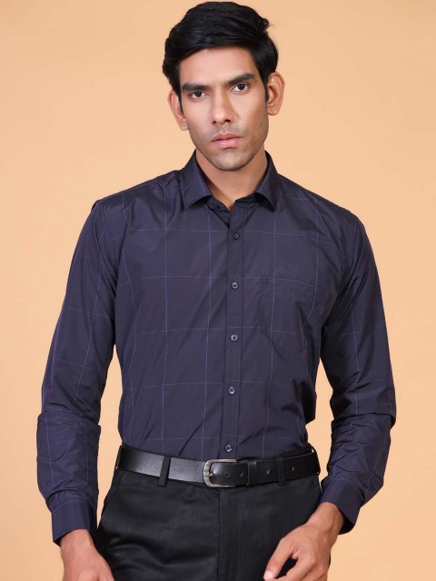 

Tistabene Men Blue Windowpane Checks Opaque Checked Casual Shirt