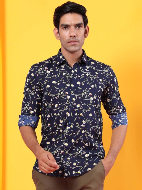 

Tistabene Men Navy Blue Opaque Printed Casual Shirt