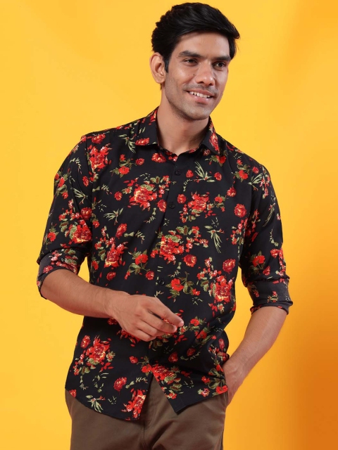 

Tistabene Men Black Floral Opaque Printed Casual Shirt