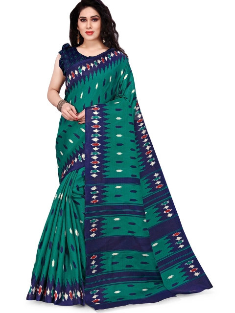 

KALINI Teal & Blue Art Silk Ikat Saree