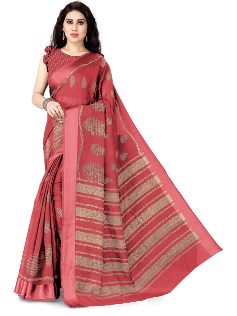 

KALINI Red & Beige Block Print Saree