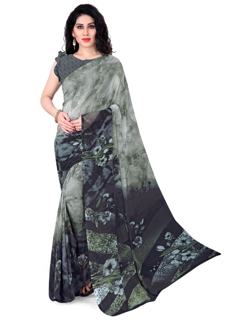 

KALINI Grey & Black Floral Bagh Saree