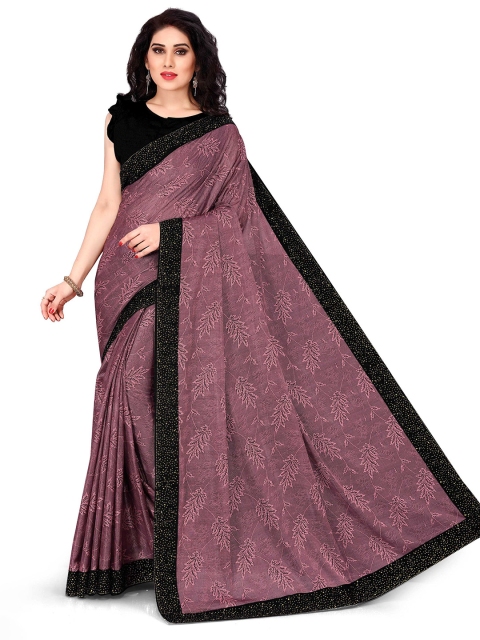 

KALINI Pink & Black Floral Beads and Stones Saree