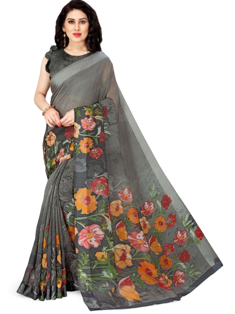 

KALINI Grey & Green Floral Bagh Saree