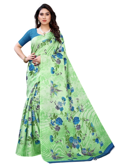 

MOKSHA DESIGNS Green & Blue Woven Design Pure Silk Kanjeevaram Saree