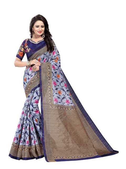 

MOKSHA DESIGNS Navy Blue & Pink Woven Design Pure Silk Kanjeevaram Saree