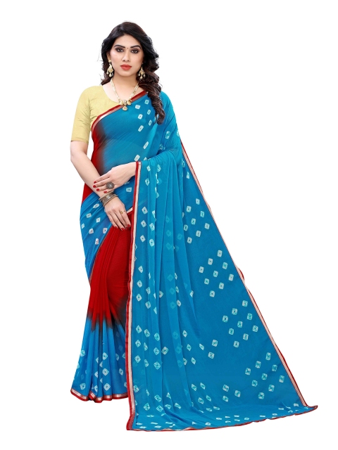 

MOKSHA DESIGNS Blue & Red Woven Design Pure Silk Banarasi Saree