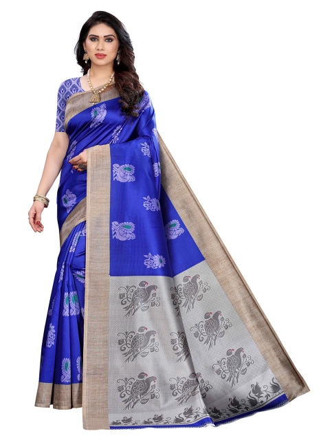 

MOKSHA DESIGNS Blue & Green Woven Design Pure Silk Banarasi Saree