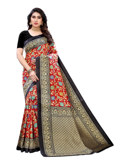 

MOKSHA DESIGNS Red & Black Woven Design Pure Silk Banarasi Saree