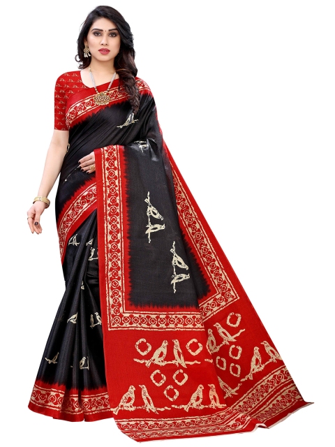 

MOKSHA DESIGNS Black & Red Woven Design Pure Silk Banarasi Saree
