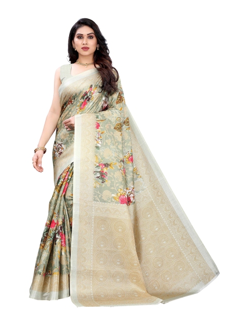 

MOKSHA DESIGNS Green & Pink Woven Design Pure Silk Kanjeevaram Saree