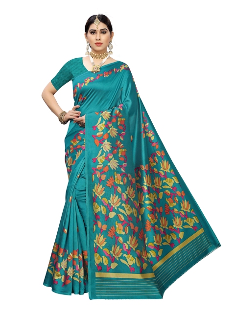 

MOKSHA DESIGNS Green & Magenta Floral Pure Silk Kanjeevaram Saree