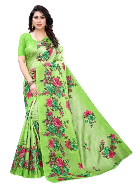 

MOKSHA DESIGNS Green & Pink Woven Design Pure Silk Kanjeevaram Saree