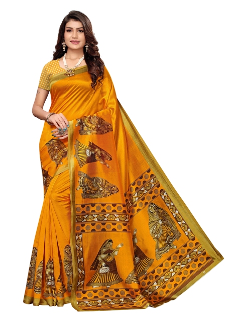 

MOKSHA DESIGNS Yellow & Green Woven Design Pure Silk Banarasi Saree