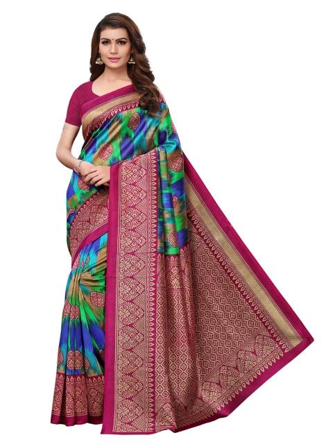 

MOKSHA DESIGNS Green & Magenta Woven Design Pure Silk Kanjeevaram Saree