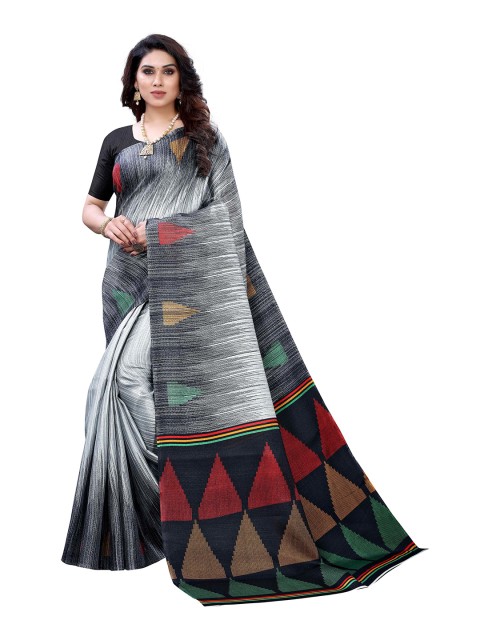 

MOKSHA DESIGNS Grey & Red Pure Silk Kanjeevaram Saree
