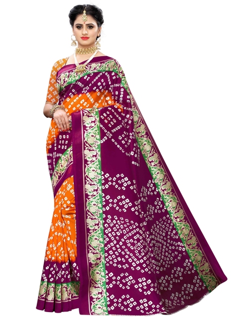 

MOKSHA DESIGNS Magenta & Orange Pure Silk Banarasi Saree