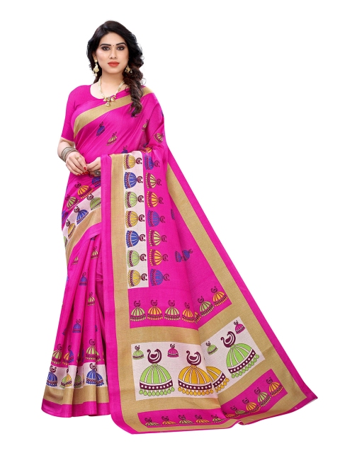 

MOKSHA DESIGNS Pink & Blue Ethnic Motifs Pure Silk Banarasi Saree