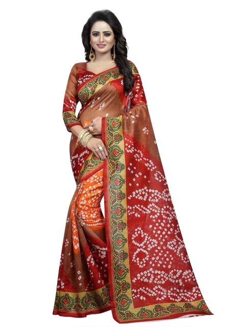 

MOKSHA DESIGNS Red & Orange Pure Silk Banarasi Saree