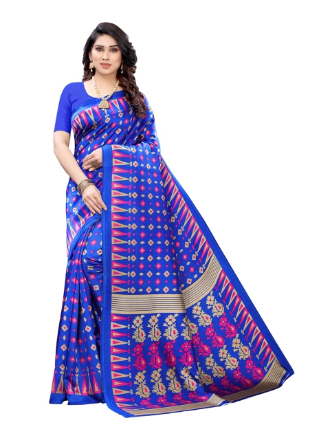 

MOKSHA DESIGNS Blue & Magenta Pure Silk Kanjeevaram Saree