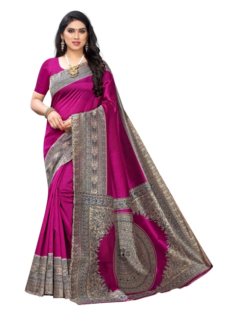 

MOKSHA DESIGNS Pink & Grey Woven Design Pure Silk Banarasi Saree