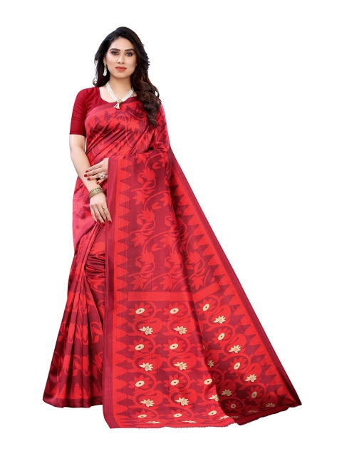 

MOKSHA DESIGNS Red & Maroon Woven Design Pure Silk Banarasi Saree
