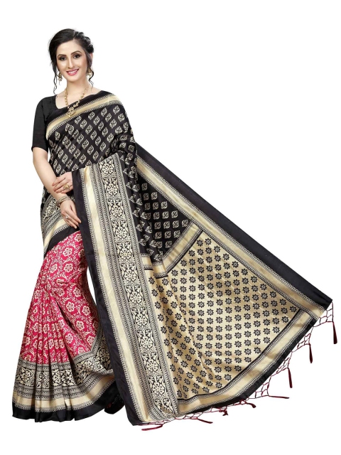 

MOKSHA DESIGNS Red & Black Woven Design Pure Silk Kanjeevaram Saree