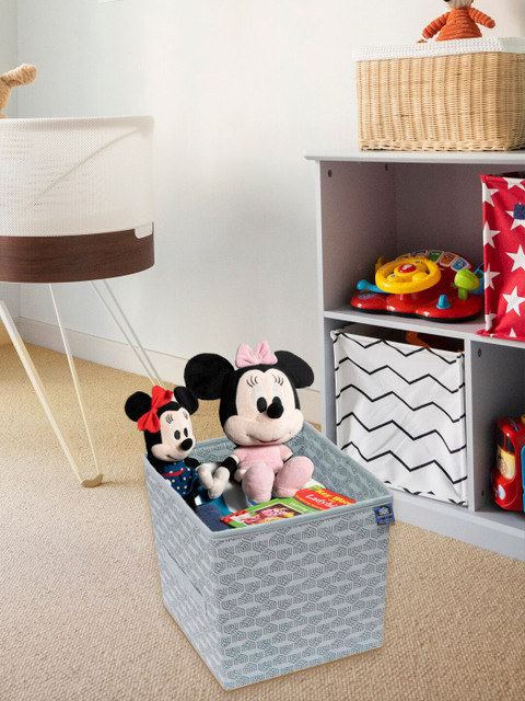 

HOMESTRAP Set Of 2 Grey Printed Foldable Storage Cubes
